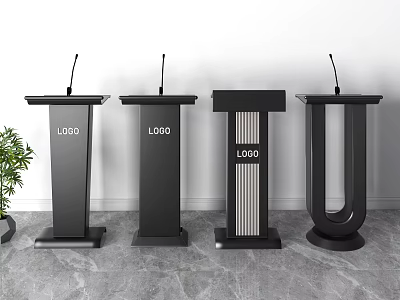 Modern Functional Desks Featuring Different Designs Logo Display And Multiple Units 3d model