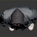 Man Wearing Hoodie And Denim Jacket With Dark Pants And White Shoes Against Gray Background