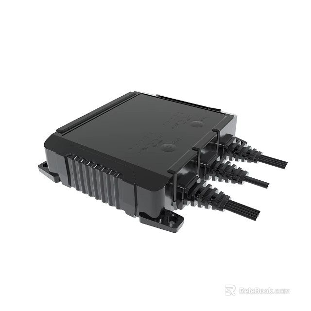 Black Electronic Module With Multiple Connectors And Cables 3d model 