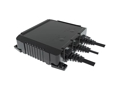 Black Electronic Module With Multiple Connectors And Cables 3d model