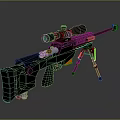 Black Sniper Rifle With Telescopic Sight And Tripod Stand Design