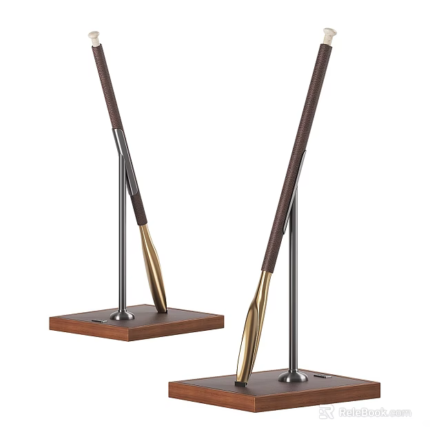 Elegant Modern Floor Lamps With Wooden Base And Metal Stand Design 3d model 