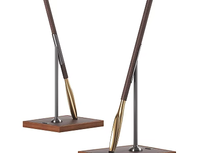 Elegant Modern Floor Lamps With Wooden Base And Metal Stand Design 3d model