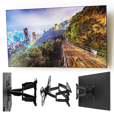 Smart TV with Scenic City and Mountain View Display and Wall Mount Bracket Accessories 3d model