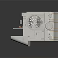 Industrial White Mechanical Component With Sliding Drawer Circular Parts And Orange Tool