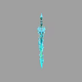 Ornate Blue Crystal Sword Featuring Magical Ice Patterns And Detailed Decorative Gemstone Accents
