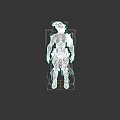 Futuristic Sci Fi Game Movie Character With Dark Armor And Blue Glowing Legs