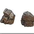 Two Natural Rough Textured Stone Blocks With Decorative Building Material Features