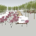 Forest Camping Area With Tents Vehicles And Dense Green Trees Layout