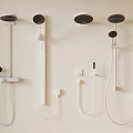 Modern Wall Mounted Shower Systems with Rain Shower Heads Handheld Sprays and Control Knobs 3d model
