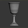 Elegant Silver Metal Goblet with Decorative Patterns and Classic Base Design for Home Use 3d model