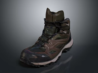Camouflage High Top Hiking Boots With Durable Thick Sole For Outdoor Trekking 3d model