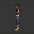 Brown Haired Young Character In Black Red Jacket With Blue Shorts And Fantasy Creature Companion 3d model