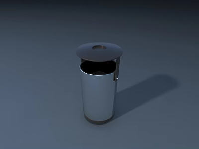 Public Area Trash Can Design With Silver Body And Covered Lid 3d model