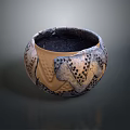 Hand Carved Pottery Bowl With Intricate Textured Patterns And Artisan Craftsmanship Design
