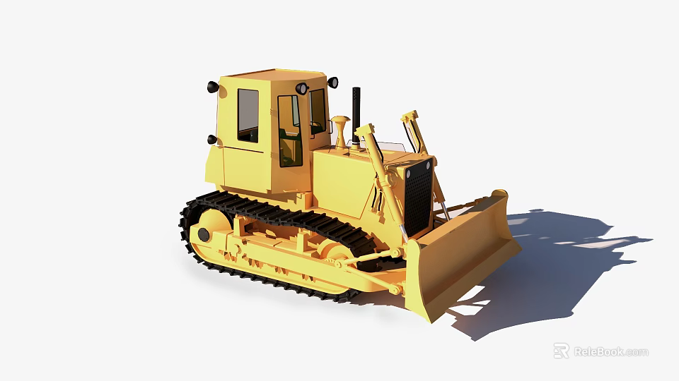 Yellow Crawler Bulldozer With Cab And Front Blade For Construction Use 3d model 