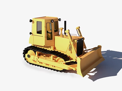 Yellow Crawler Bulldozer With Cab And Front Blade For Construction Use 3d model