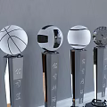 Crystal Company Award Trophies With Basketball Volleyball And Clear Sphere Tops