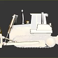 Yellow Old Rusty Heavy Duty Bulldozer With Tracks And Front Blade