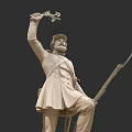 Detailed Cinematic Game Character In Military Uniform Holding Rifle Raising Flag