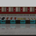Chinese Style Food Display Counter With Red Lanterns And Traditional Decor Elements