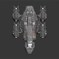 Sci Fi Spaceship 3D Model With Complex Structure Gray Color And Red Accents 3d model