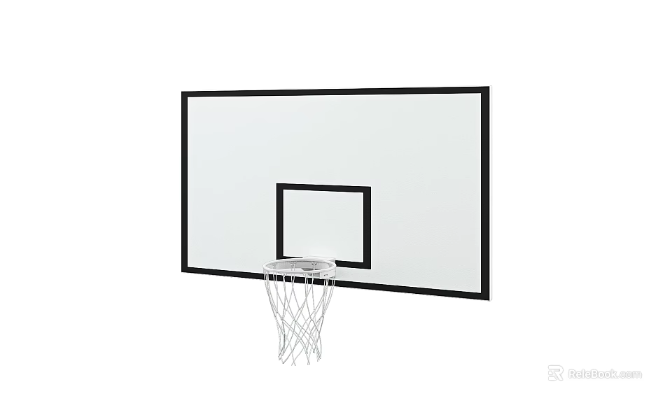 Durable Transparent Basketball Backboard And Hoop With Black Frame White Net Sports Equipment 3d model 