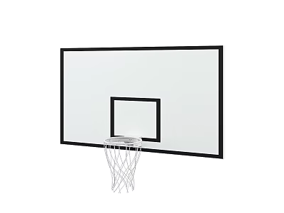 Durable Transparent Basketball Backboard And Hoop With Black Frame White Net Sports Equipment 3d model