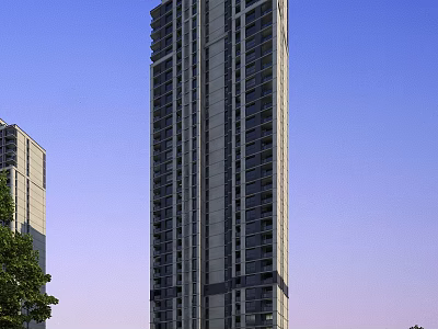 Modern High Rise Residential Building With Glass Facade And Contemporary Design Elements 3d model