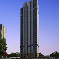 Modern High Rise Residential Building With Glass Facade And Contemporary Design Elements
