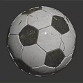Classic Black And White Soccer Ball With Textured Surface On Dark Reflective Background