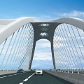 modern bridge double arch 3d model