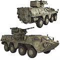 Military Green Wheeled Tank With Armored Body And Mounted Cannon System