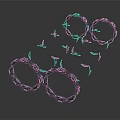 Modern Abstract Black Circular Ring Structures With Flying Bird Elements