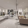 Modern Clothing Store Interior With Clothing Displays Hangers And White Counter