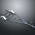 Heavy Duty Metal Trailer Frame With White Wheels And Support Structure
