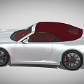 White Convertible Sports Car With Red Soft Top And Modern Exterior Design