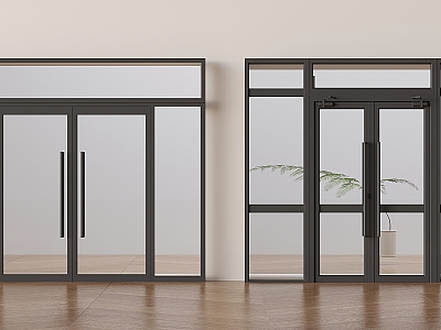 Modern glass double door shopping mall glass door opposite door 3d model