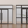 Modern glass double door shopping mall glass door opposite door 3d model