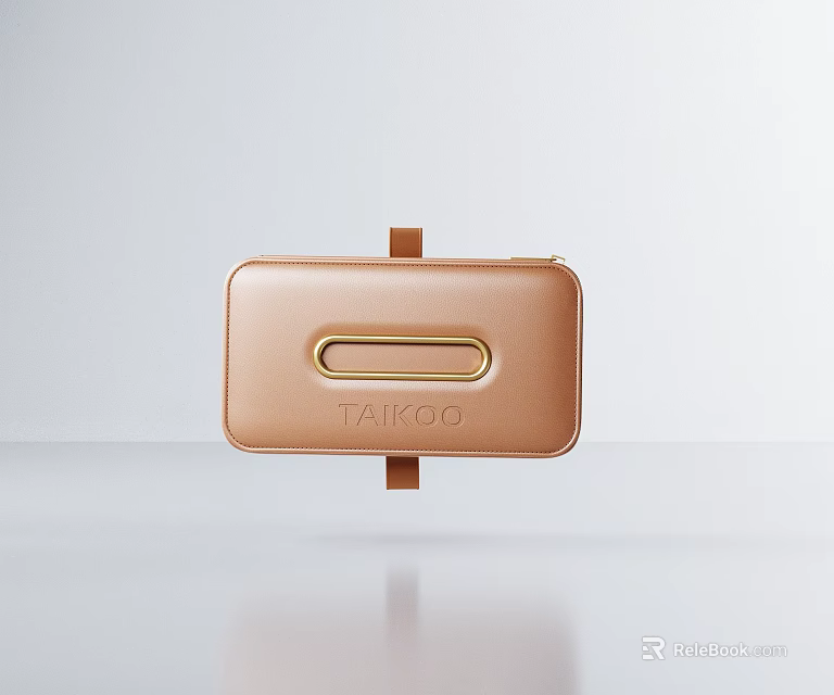Stylish Beige Leather Organizer With Gold Accent 3d model 