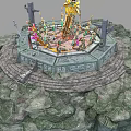 Air Suspended Island Ten Thousand Swords Array Seal Magic Altar Sendai Purgatory Altar Ancient Excalibur Lock Demon Array 3d model