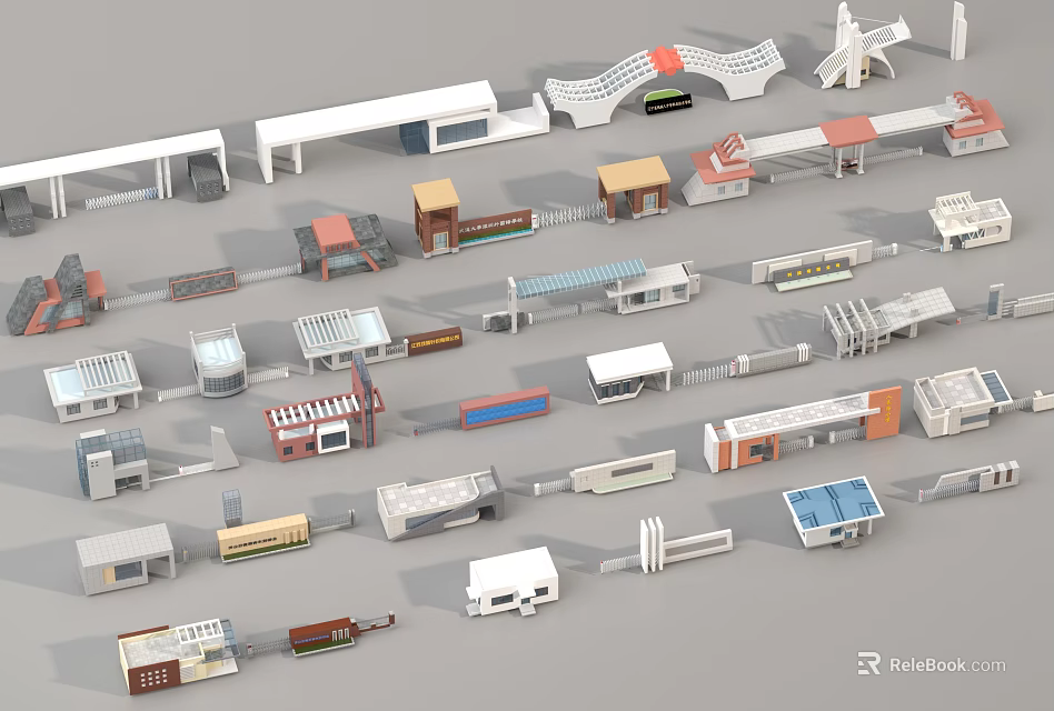 3D Entrance Gate Models With Various Designs Styles Structures And Materials 3d model 