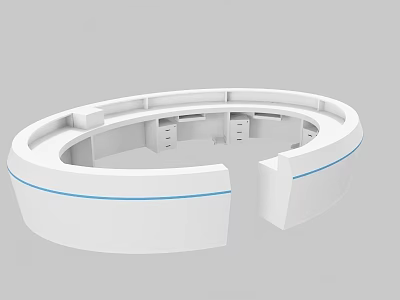 Modern Circular Reception Desk Interior With White Surface And Blue Accent Lines 3d model