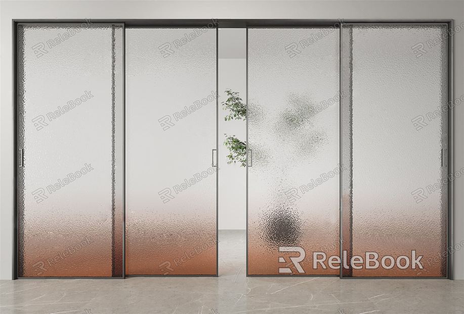 Modern sliding door Waterprint glass sliding door model