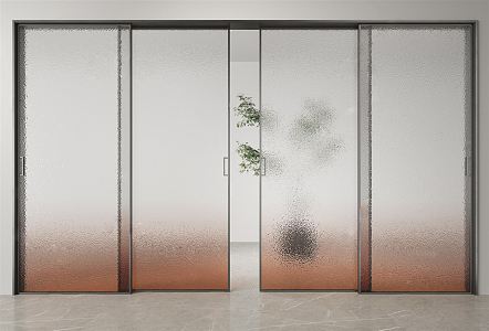 Modern sliding door Waterprint glass sliding door 3d model