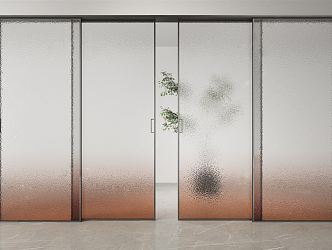 Modern sliding door Waterprint glass sliding door 3d model