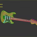 Yellow Electric Guitar With Black Pickguard Wooden Neck And Tuning Pegs On Reflective Surface