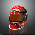 Red Racing Car Helmet With Marlboro TIM Ferrari Brand Logos For Driver