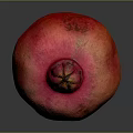 Single Fresh Ripe Red Pink Pomegranate Fruit on Dark Background with Natural Texture
