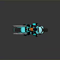 Futuristic Teal Motorcycle With Helmeted Rider Shiny Exhaust And Reflective Surface Design